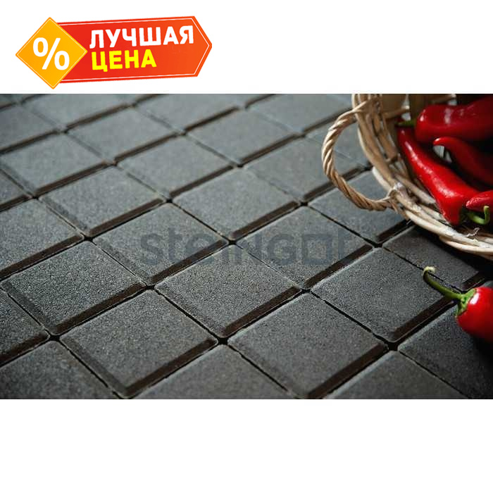 Плитка тротуарная Steingot Моно, Квадрат, черный, 400х400х80 мм